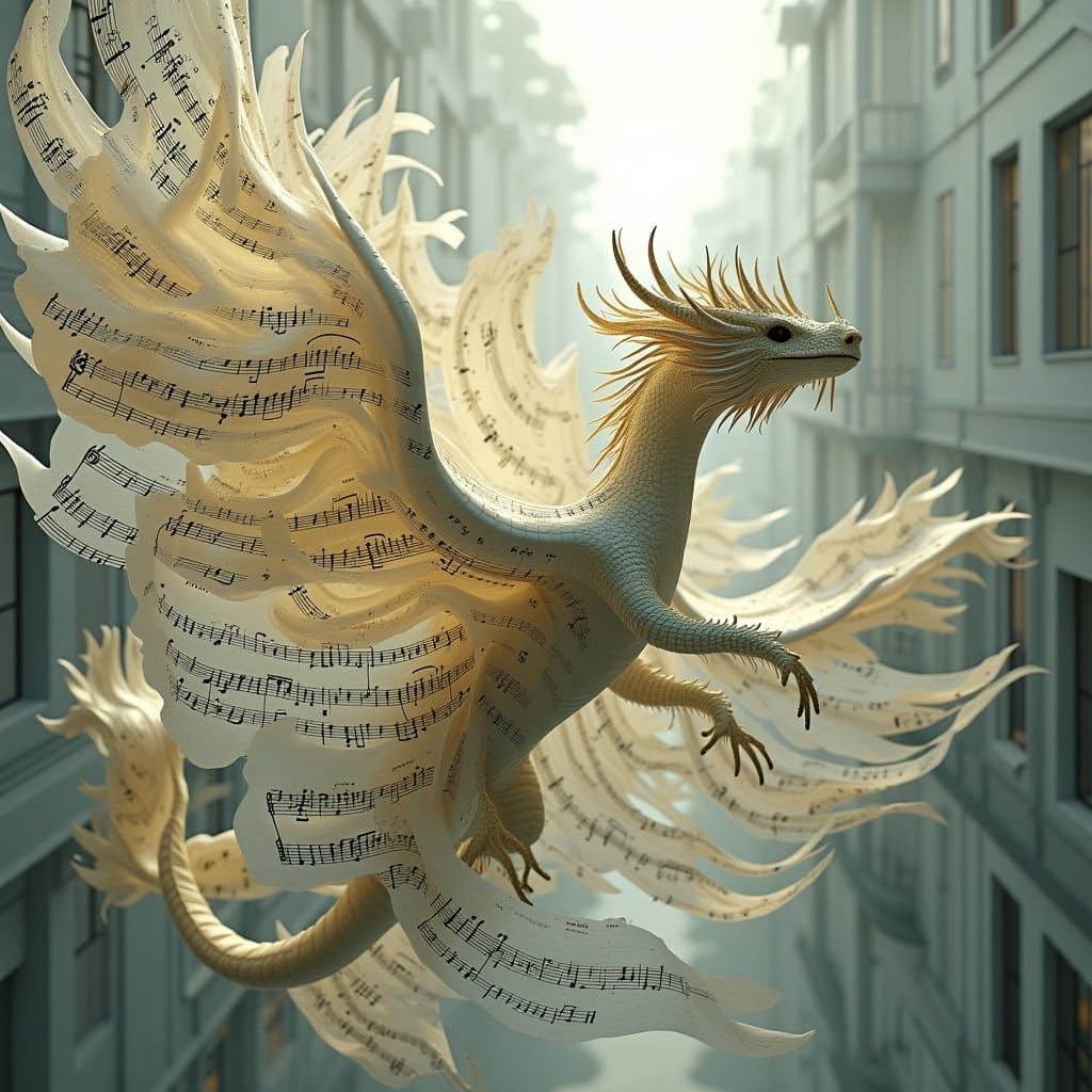 Ethereal Baby Dragon with Musical Scores