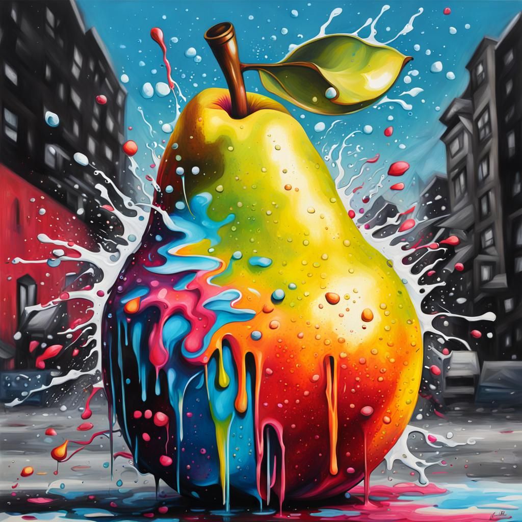 Pear Graffiti Art in Splash Style