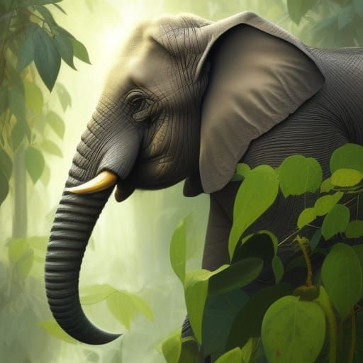 Elephant Portrait: Hyperdetailed Jungle Concept Art