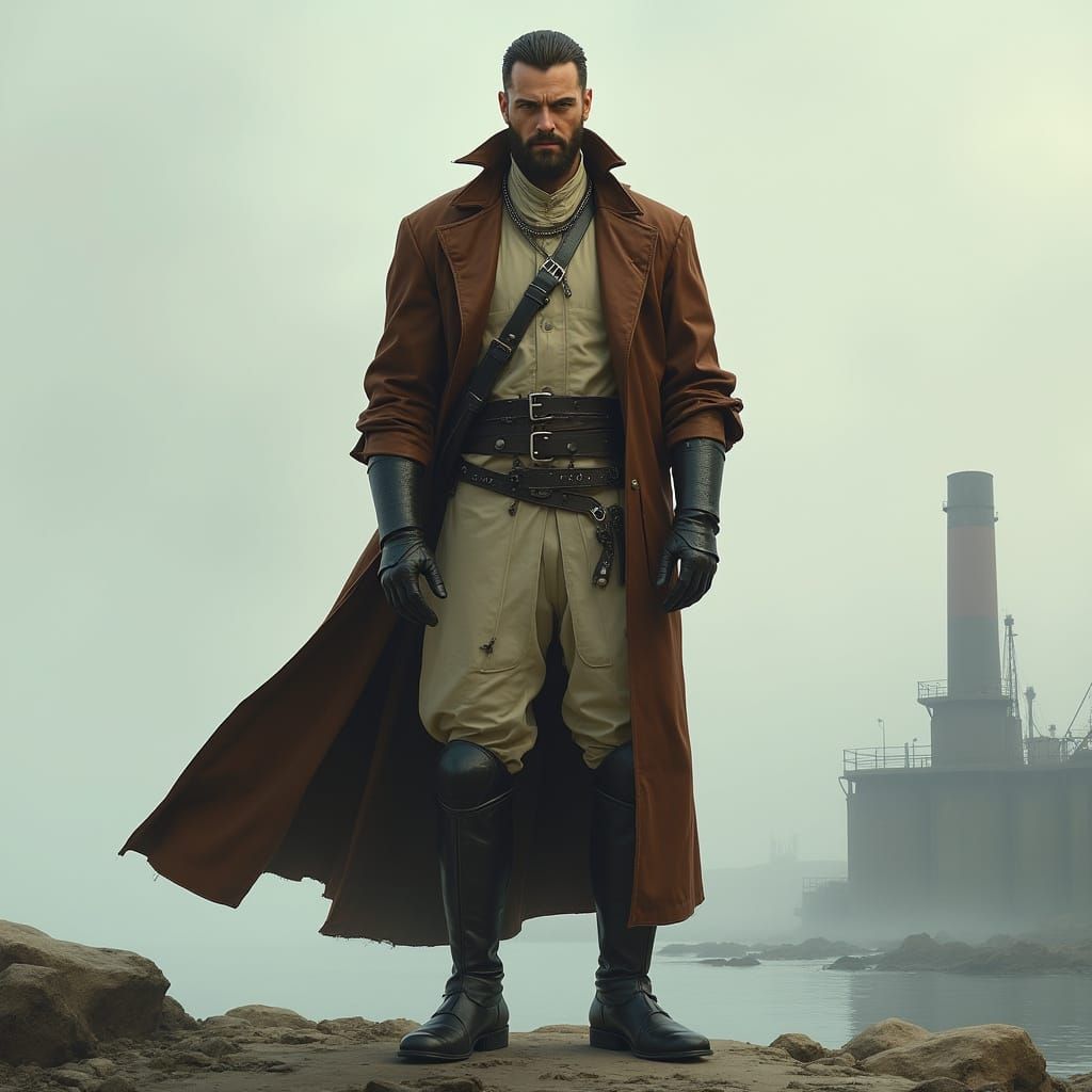 Nautolan Warrior in Coastal Setting: Digital Illustration