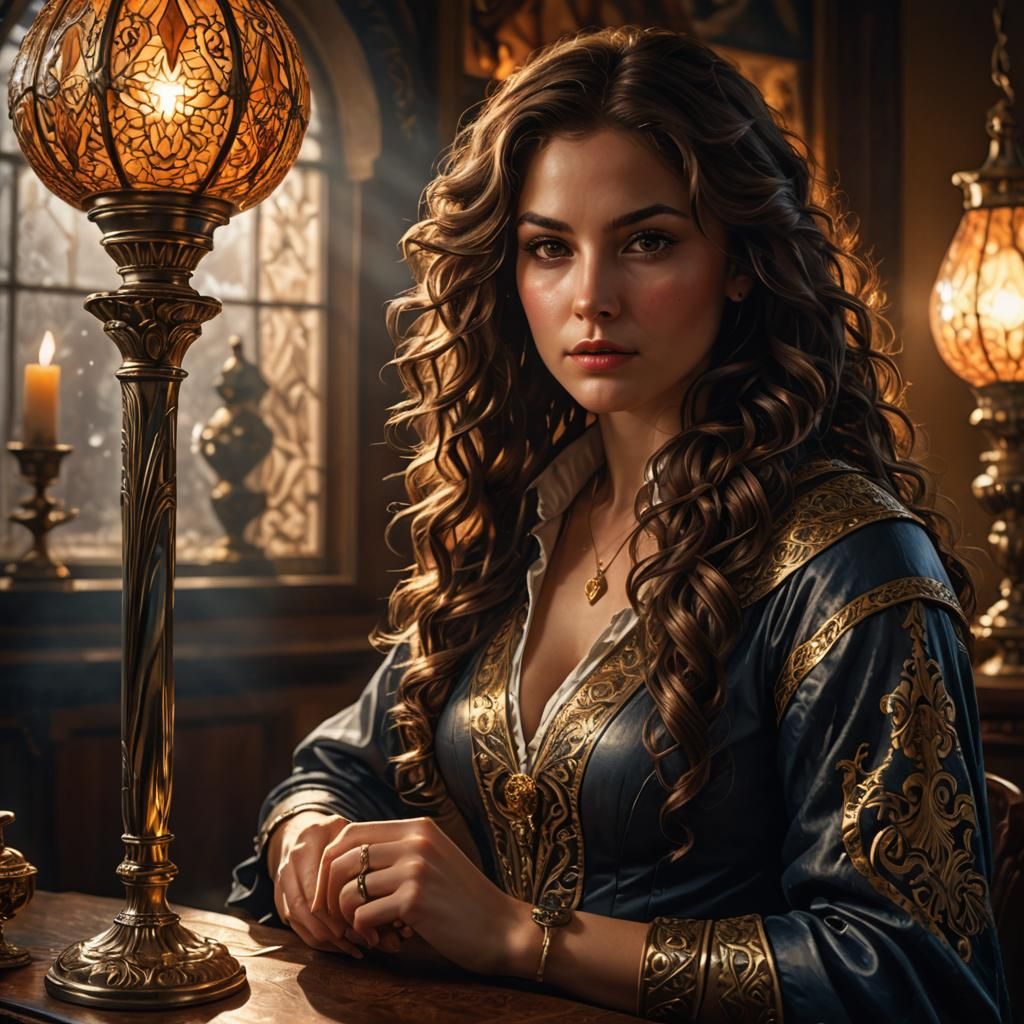 Brunette with Dagger: Hyperrealistic Concept Art