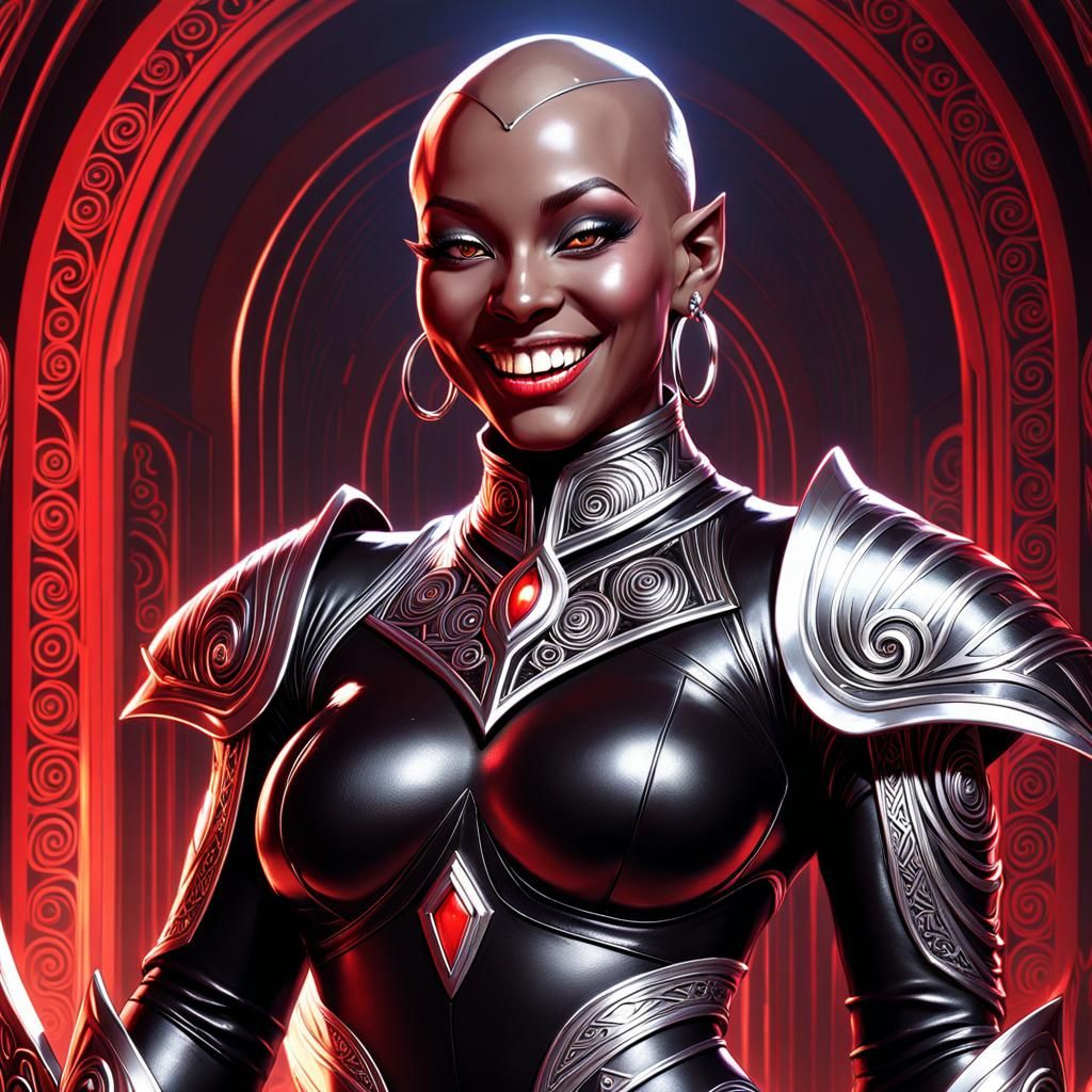 Glossy Maori Goblin Warlock in Futuristic Style