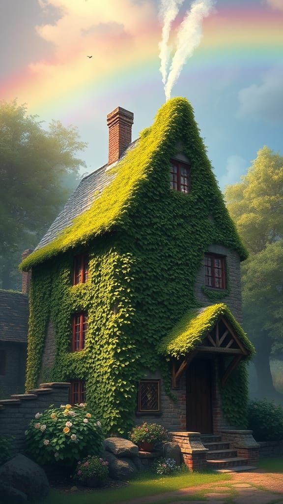 Old English Cottage covered in ivy 🏰