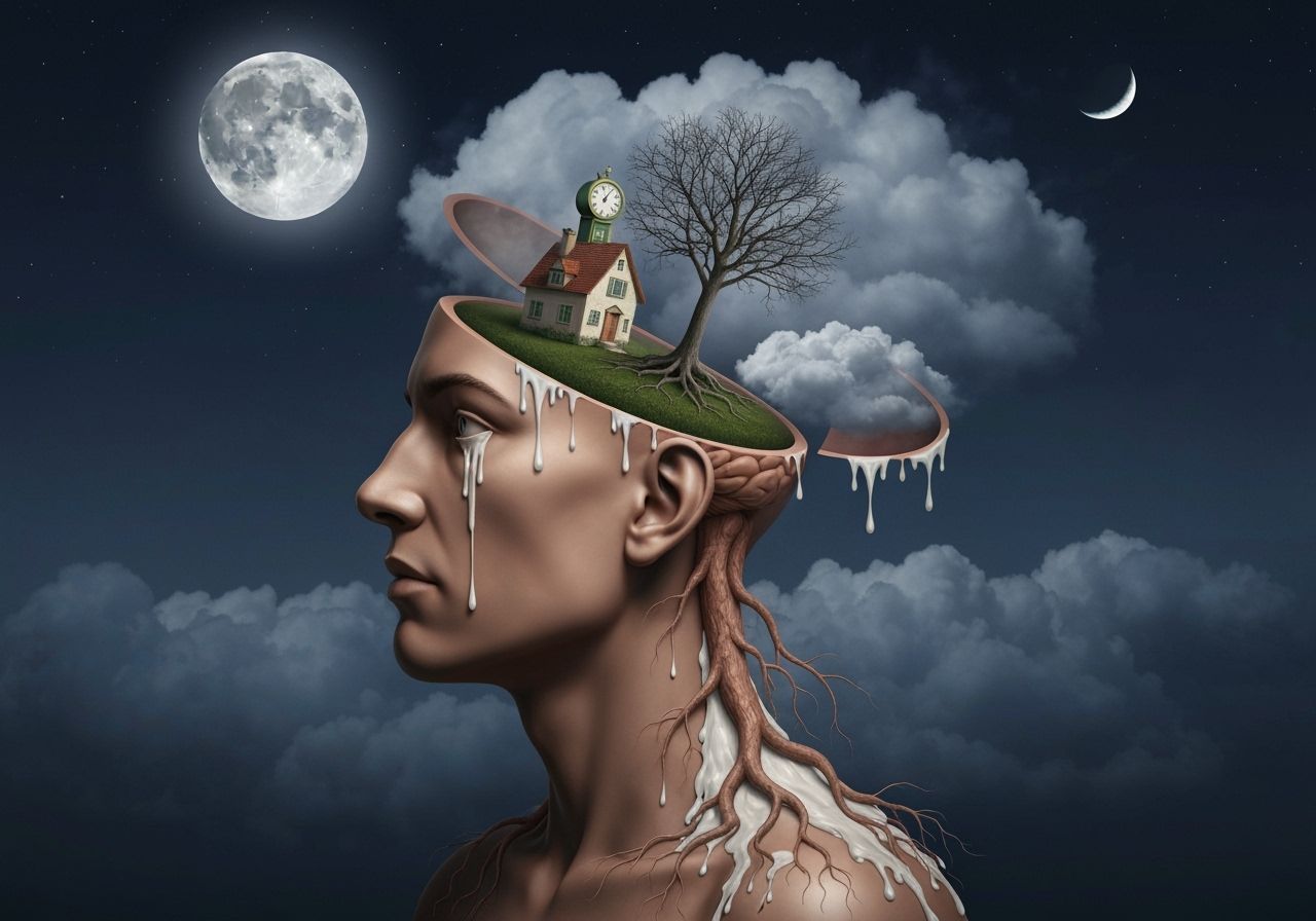 Surreal Profile Emerges from Cloudy Moonlit Sky