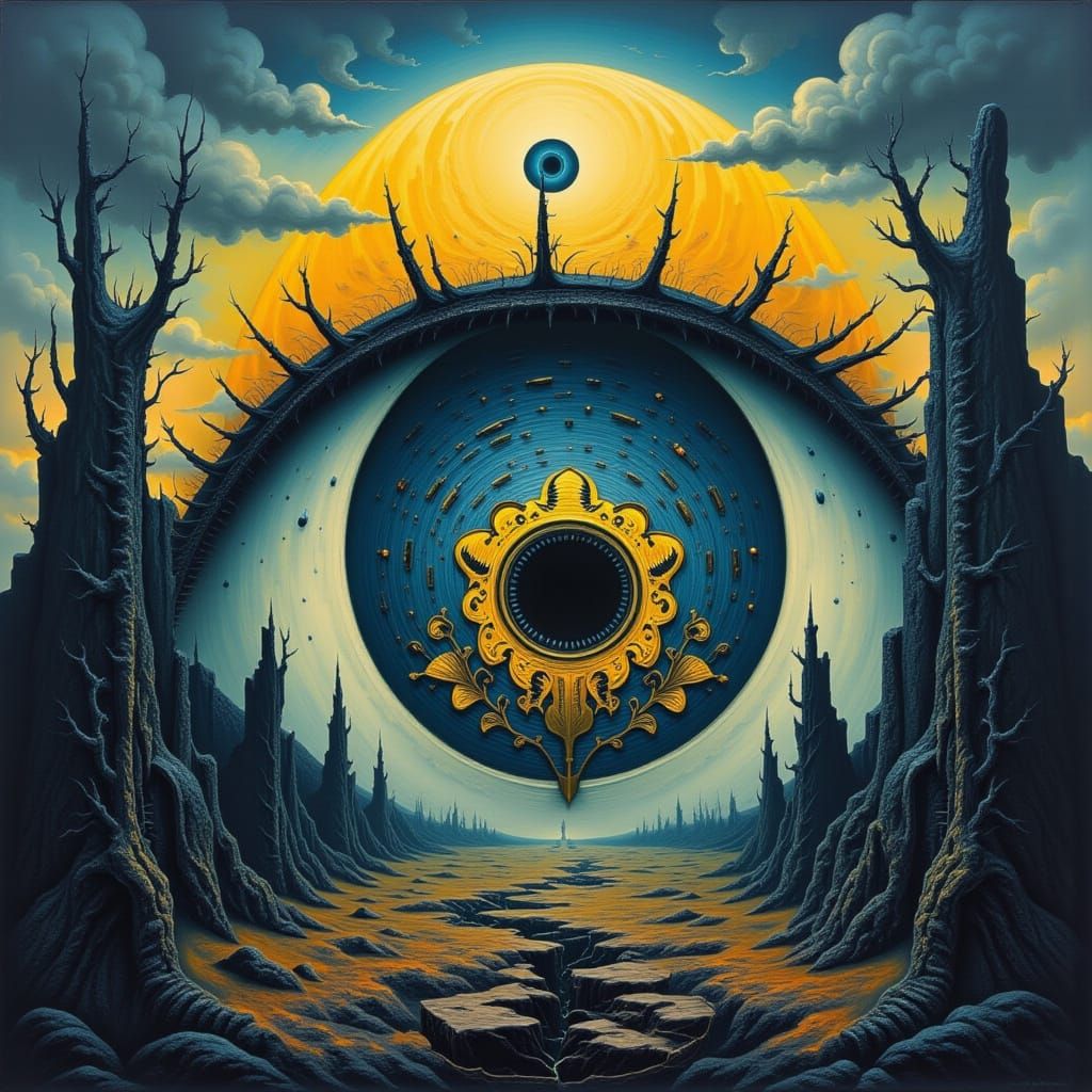 Surreal Eye in Dreamlike Landscape, Digital Art