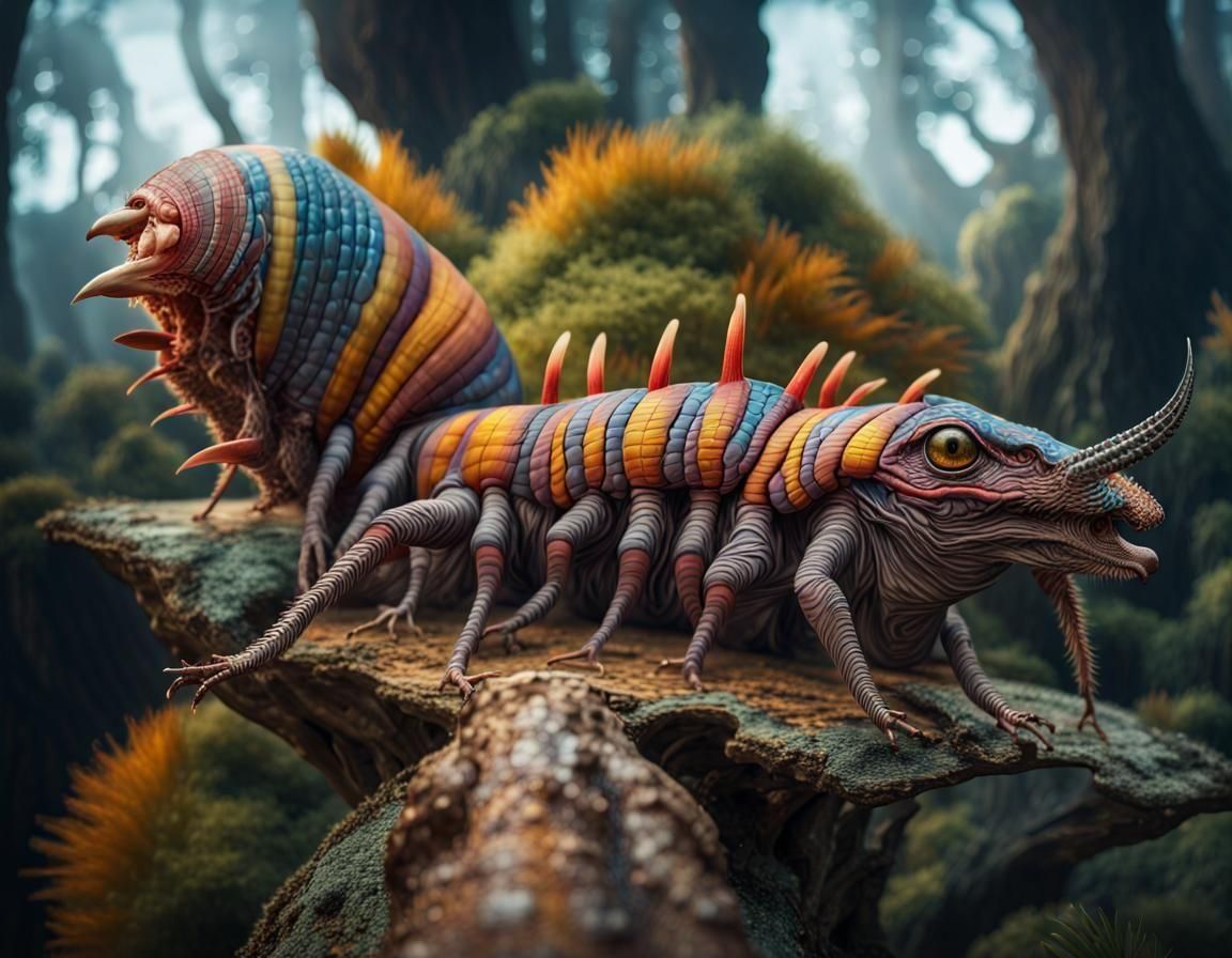 Exotic Alien Creatures in a Bizarre Landscape
