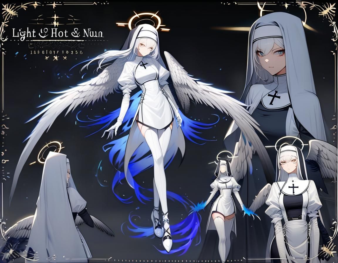 Nun Character with Wings and Halo