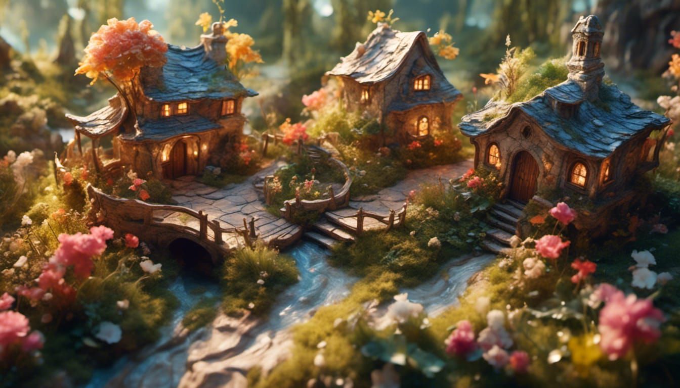 Isometric Garden Path with Flowers and Gate