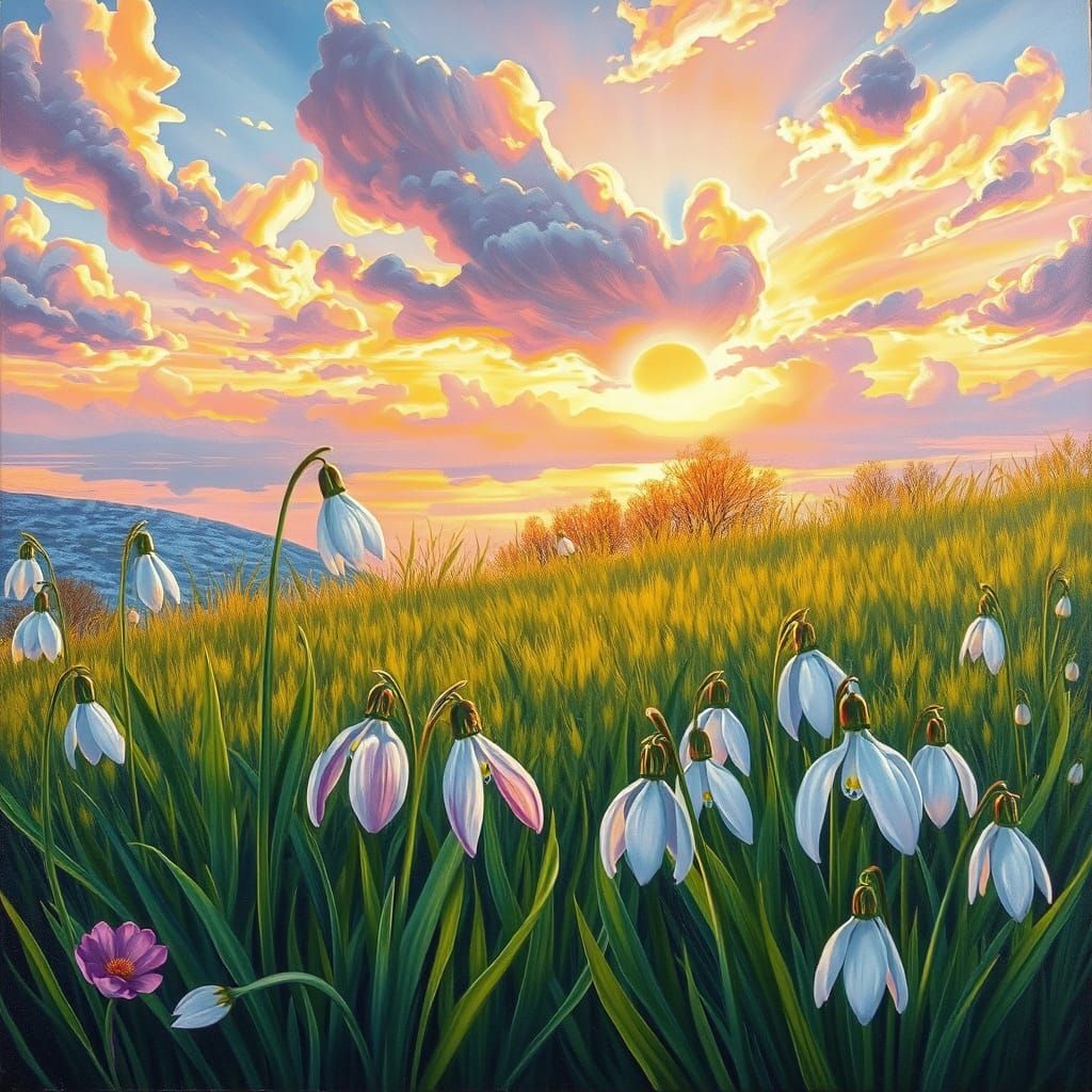 Surreal Spring Landscape in Iridescent Acrylic Art