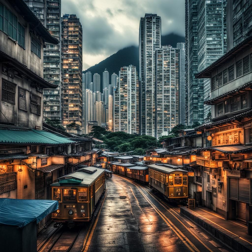 Hyperrealistic Hong Kong Cityscape in Cinematic Style