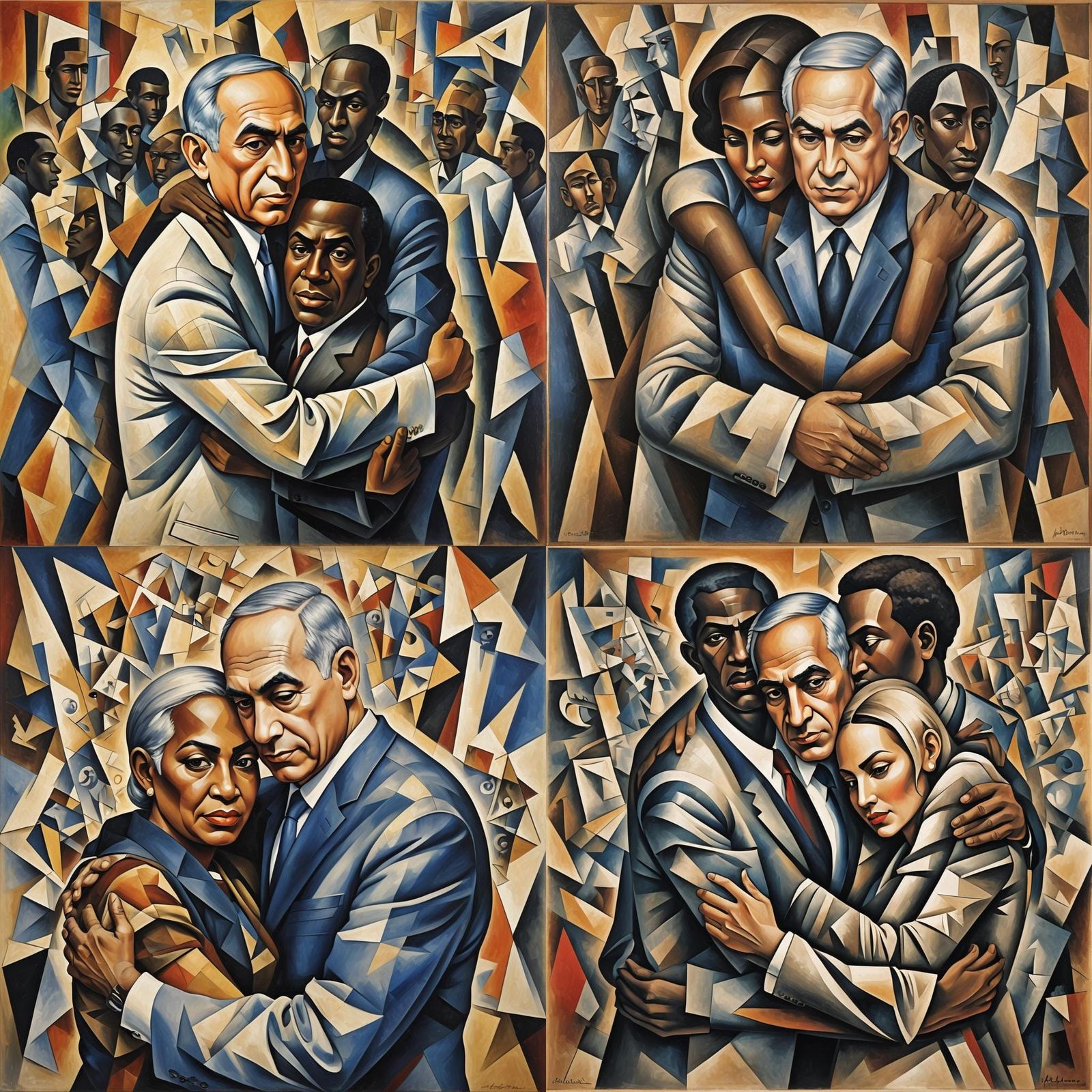 Politician's Embrace: An Abstract Cubist Rendition