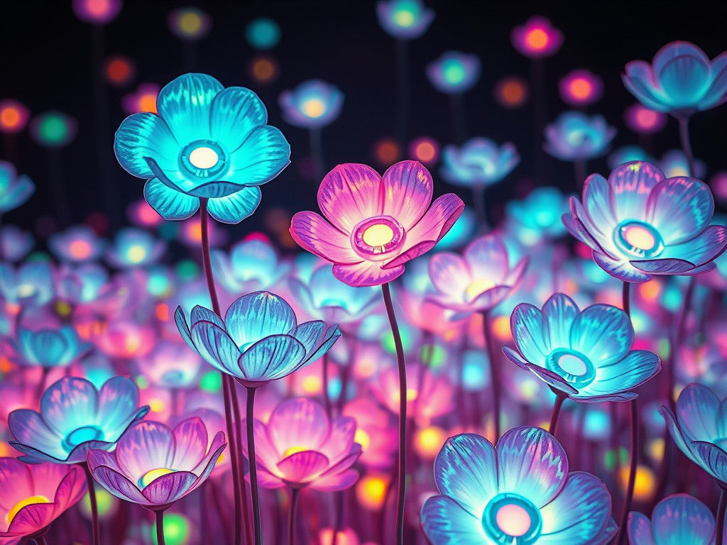 Luminescent Flowers Radiate Psychedelic Anime Dreamscape