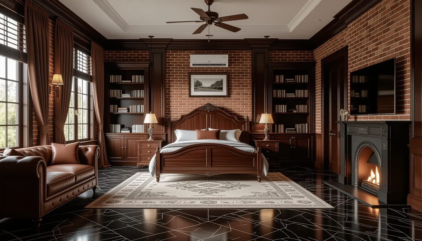 Luxurious Victorian Bedroom with Black Accents