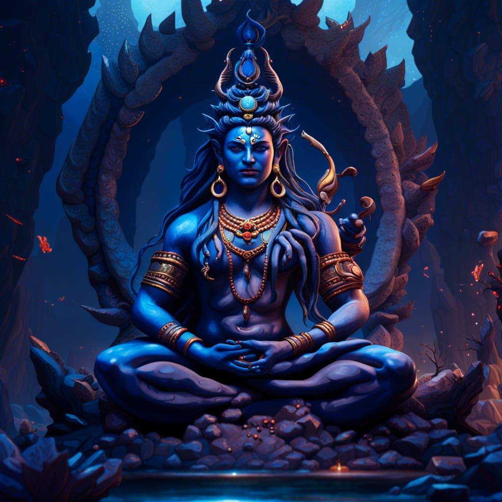 Shiva in Meditation: A Detailed Matte Painting