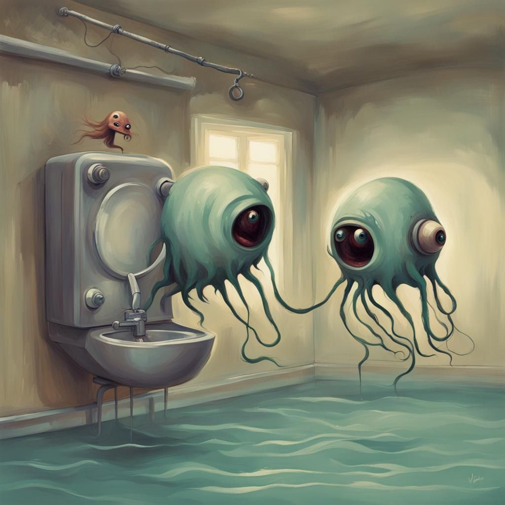 Creepy Monsters on Floating Hairdryers