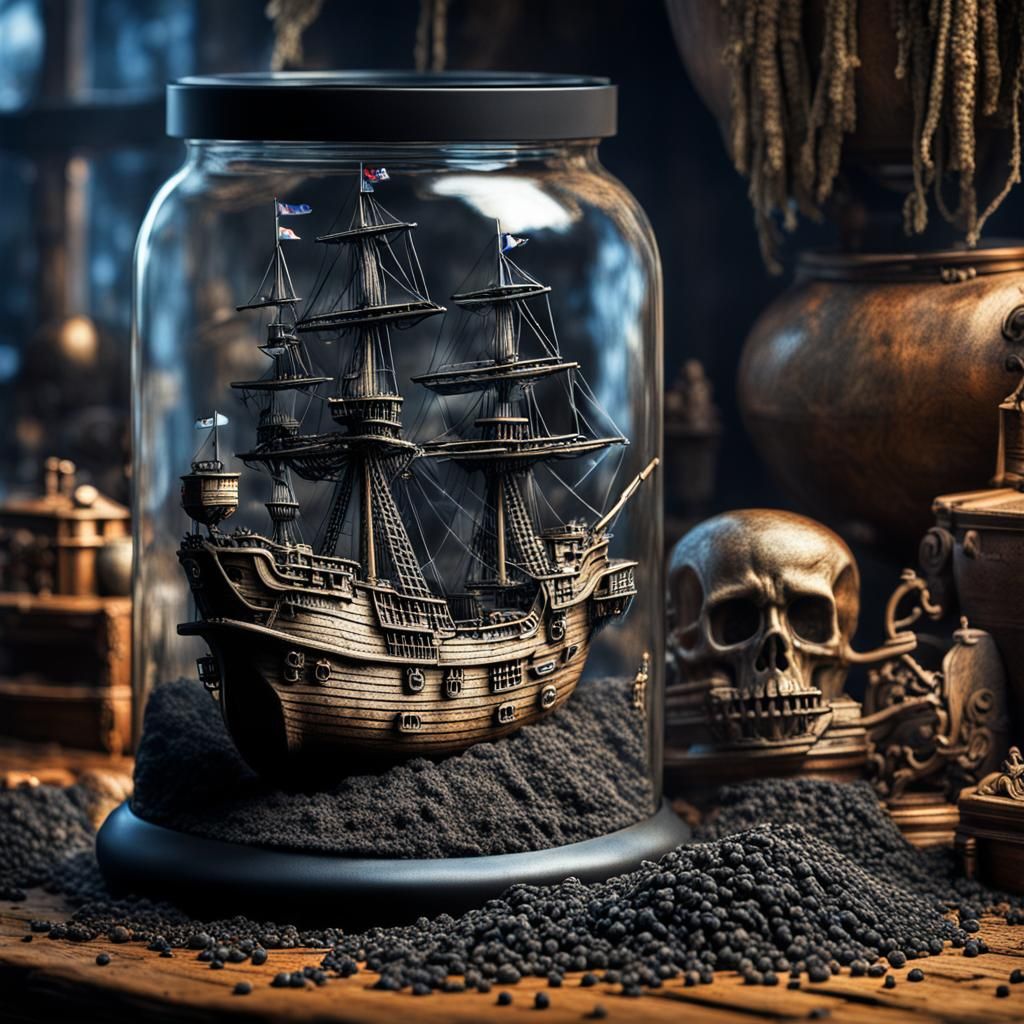 Jack Sparrow and the Black Pearl: Hyperrealistic Image