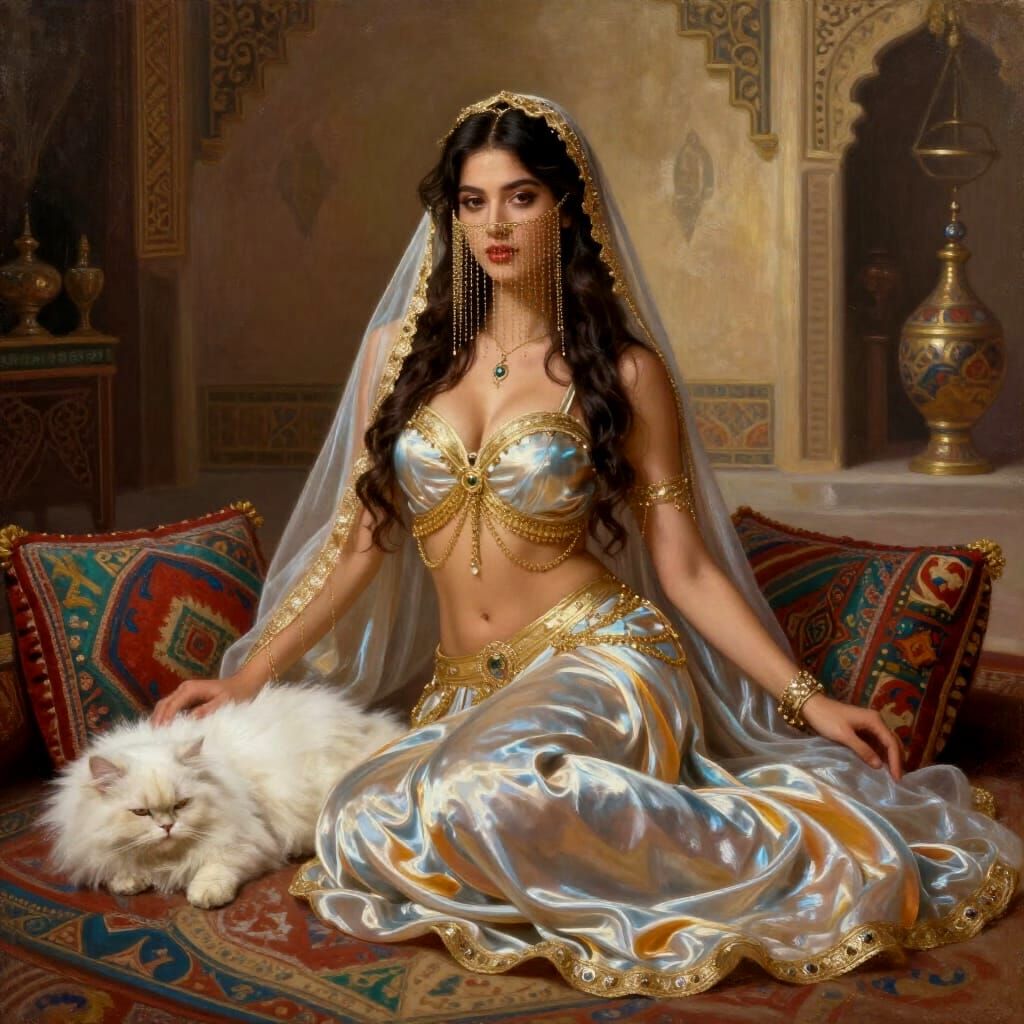Arabian Nights Dancer Goddess in Silk Gown