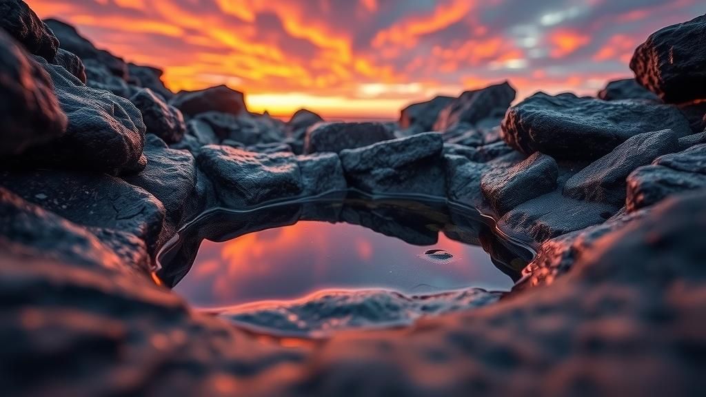 Serene Rock Pool Reflecting Dawn Sky