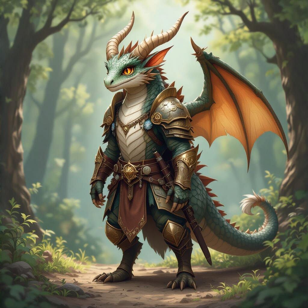 Fantasy Dragon Creature in Semi-Realistic Anime Style