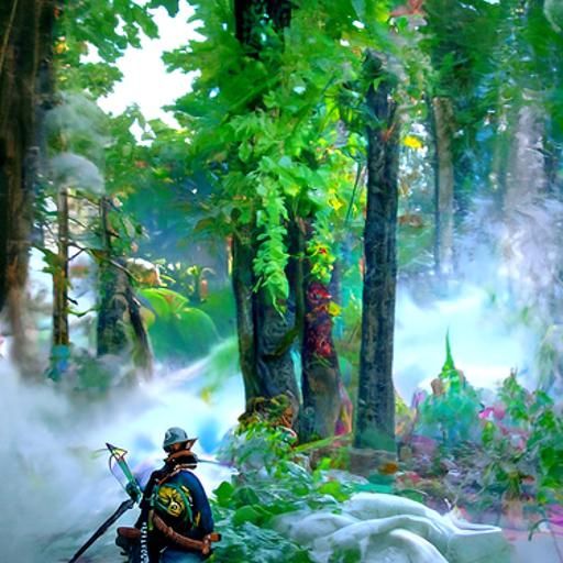 Ethereal Fantasy Ranger in Misty Forest