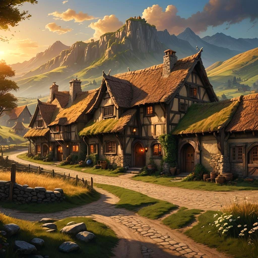 Medieval Inn on Dirt Road: Fantasy Concept Art