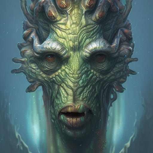 Lagoon Monster Portrait in Hyperdetailed Style