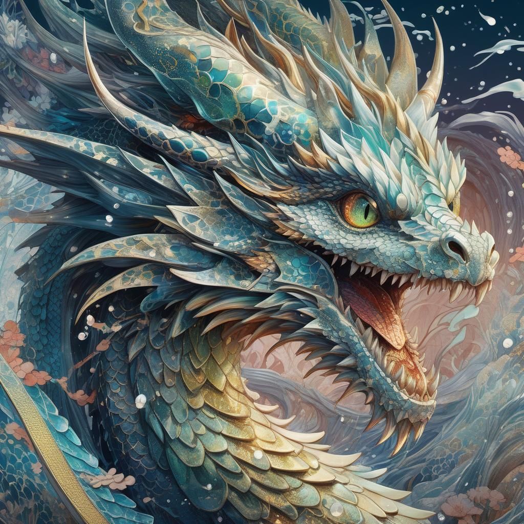 Water Dragon Portrait in Anime Style