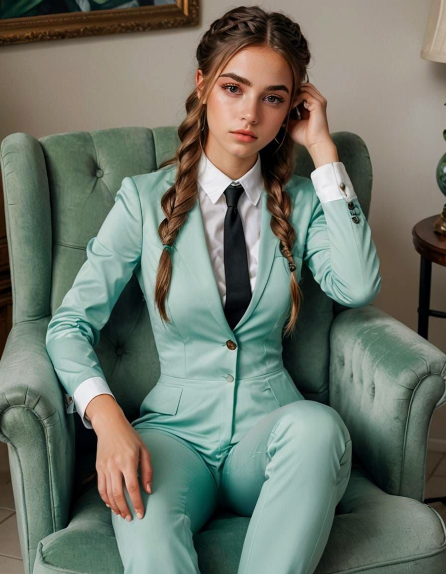 Beautiful Spanish Teen Portrait in Turquoise Bodysuit
