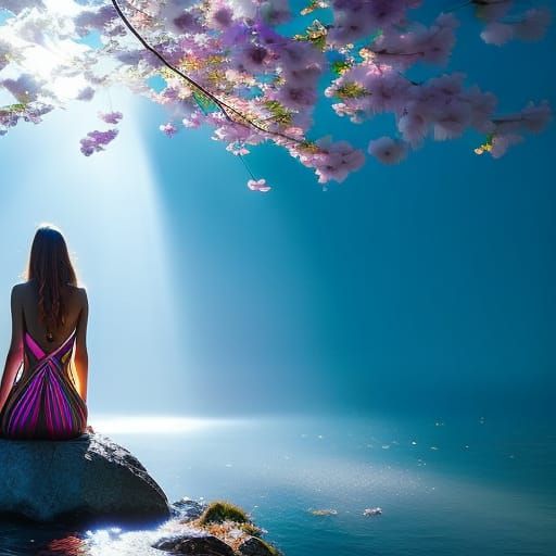 Dreamlike Bath in Iridescent Light: Digital Painting