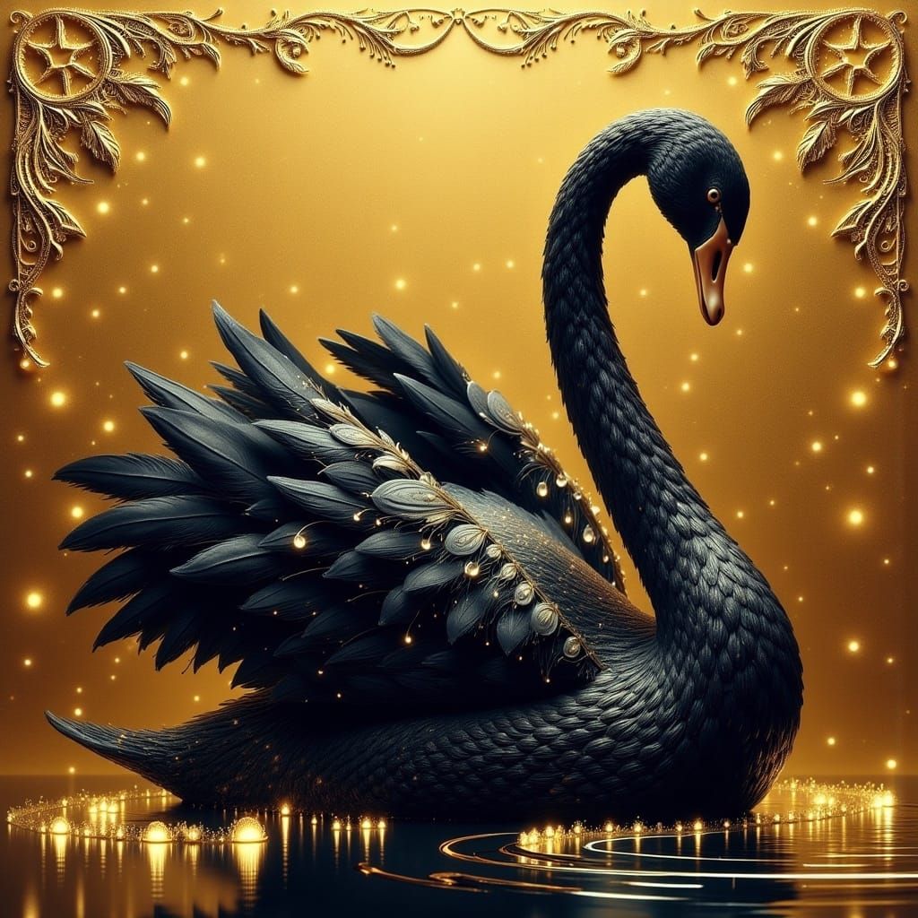 Elegant Swan in Golden Opulence