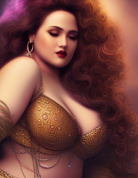 Fantasy Woman with Voluminous Hair and Jewels
