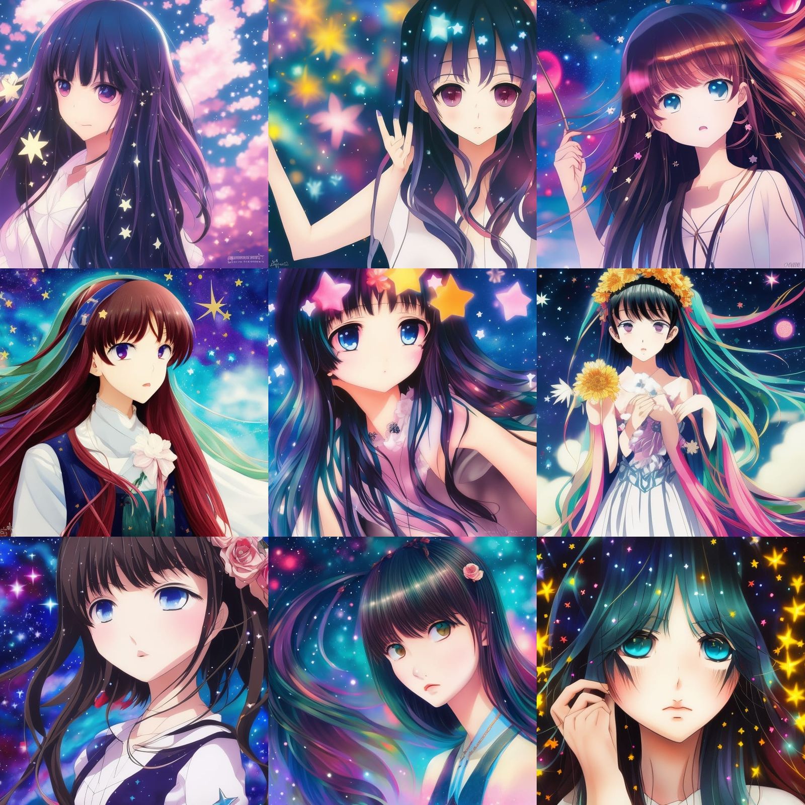 Anime Girl Fireworks Portrait in Manga Style