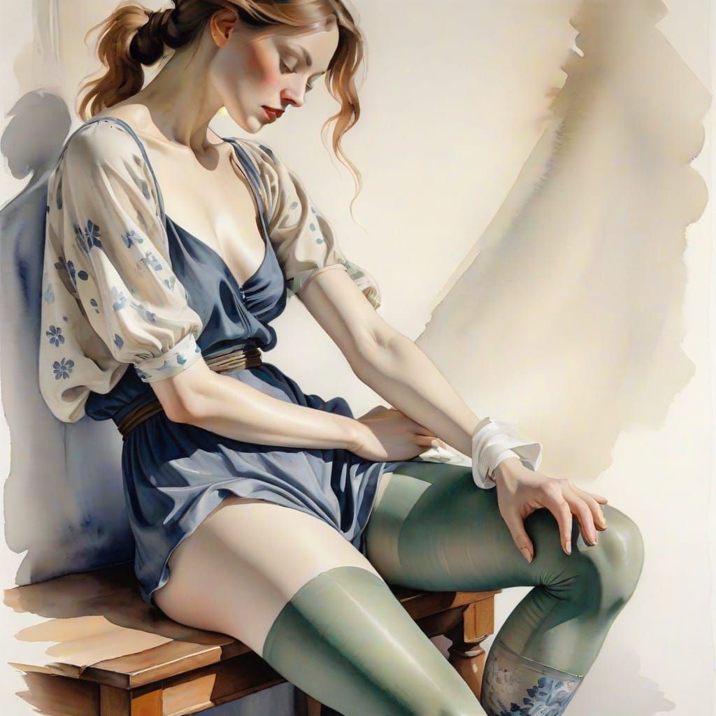 Intimate Portrait of a Woman's Legs in Sensual Pose