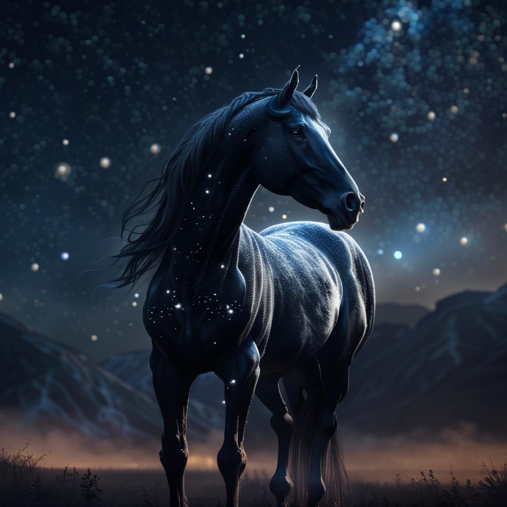 Star-Gazing Horse in Detailed Digital Painting