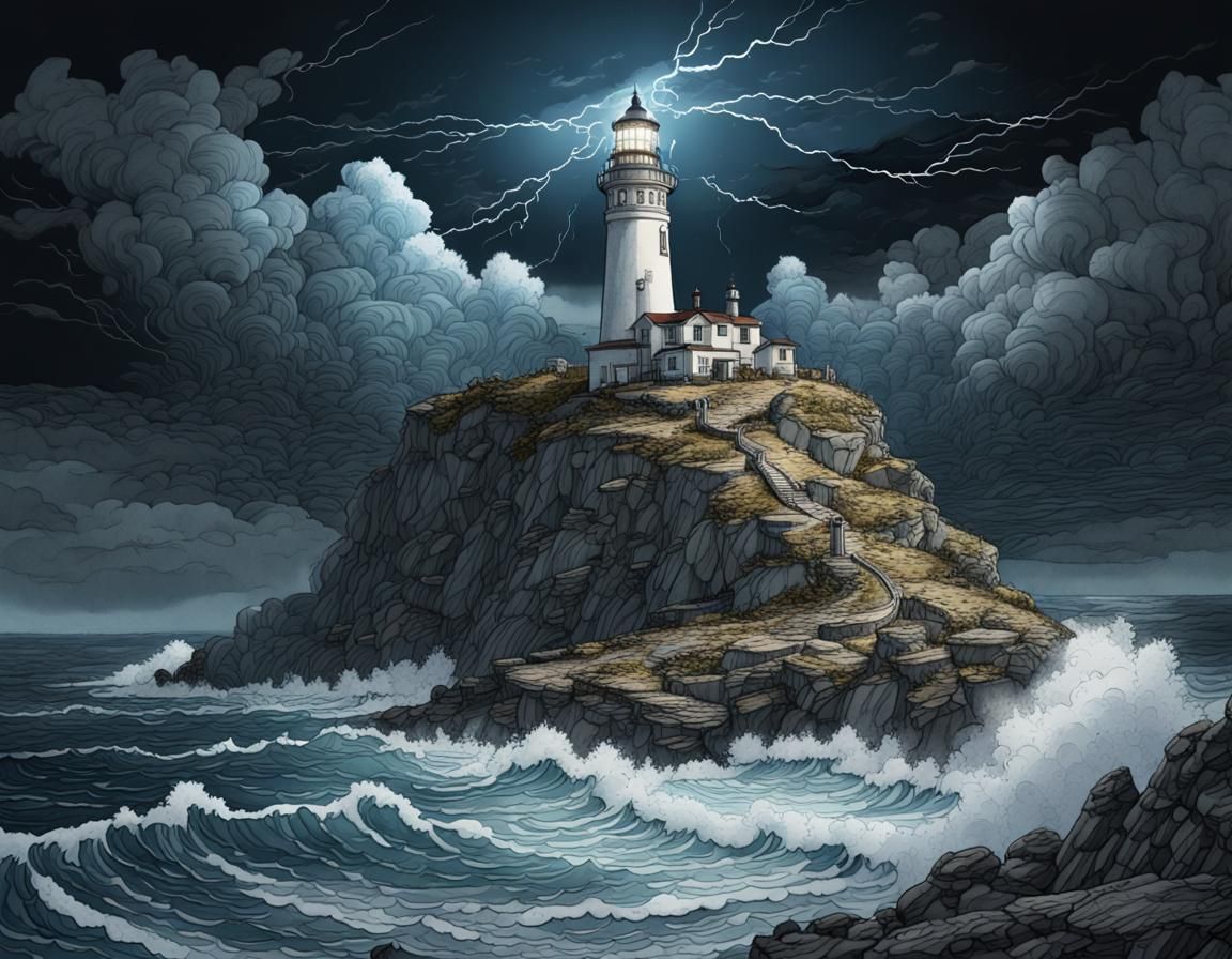 LIGHTHOUSE IN A STORM