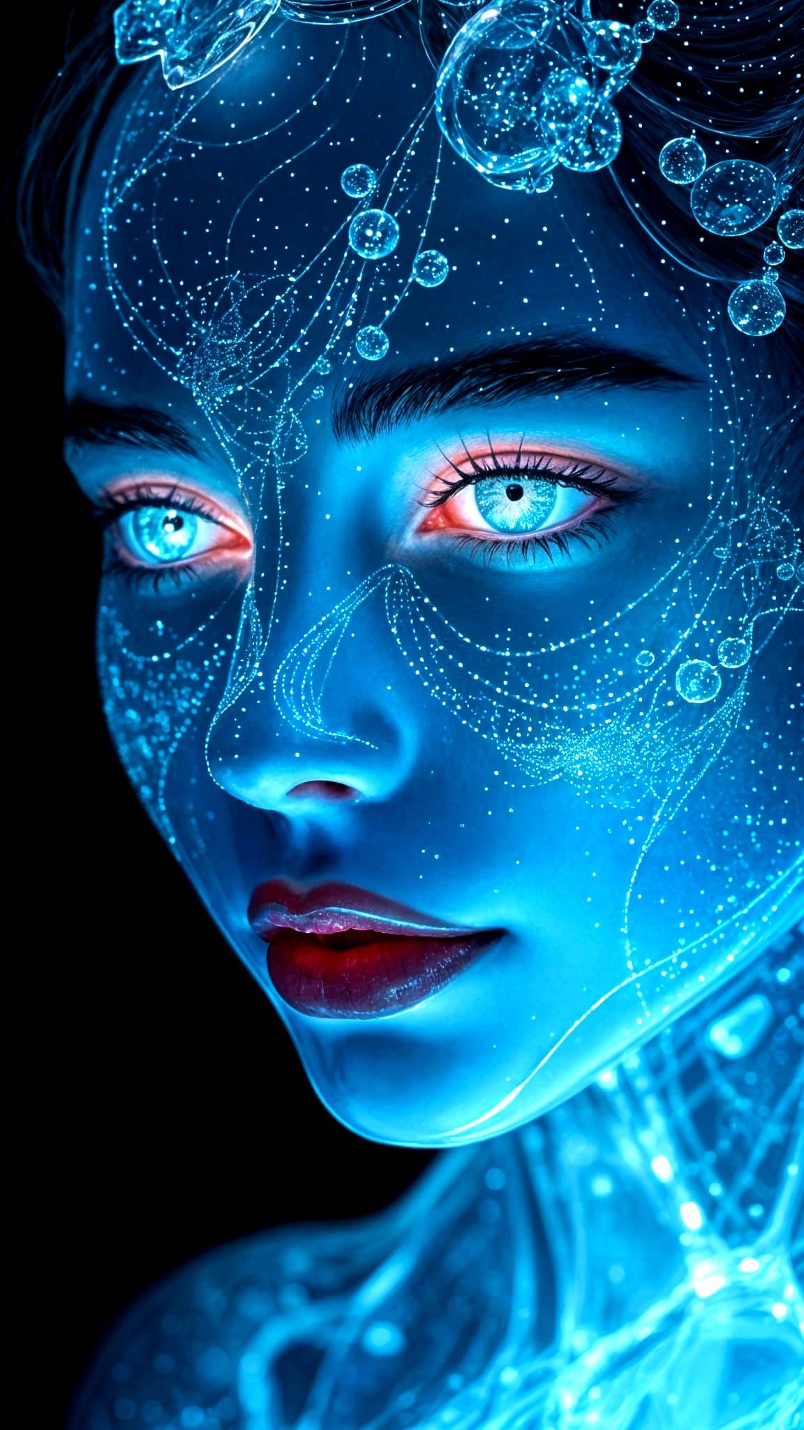 Bioluminescent Crystal Woman: A Hyperrealistic CGI Sculpture