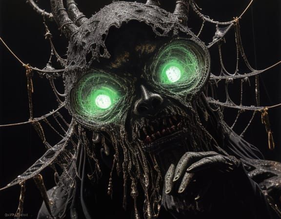 Baroque Demon Trapped in Sinful Webs with Phosphorescent Glo...