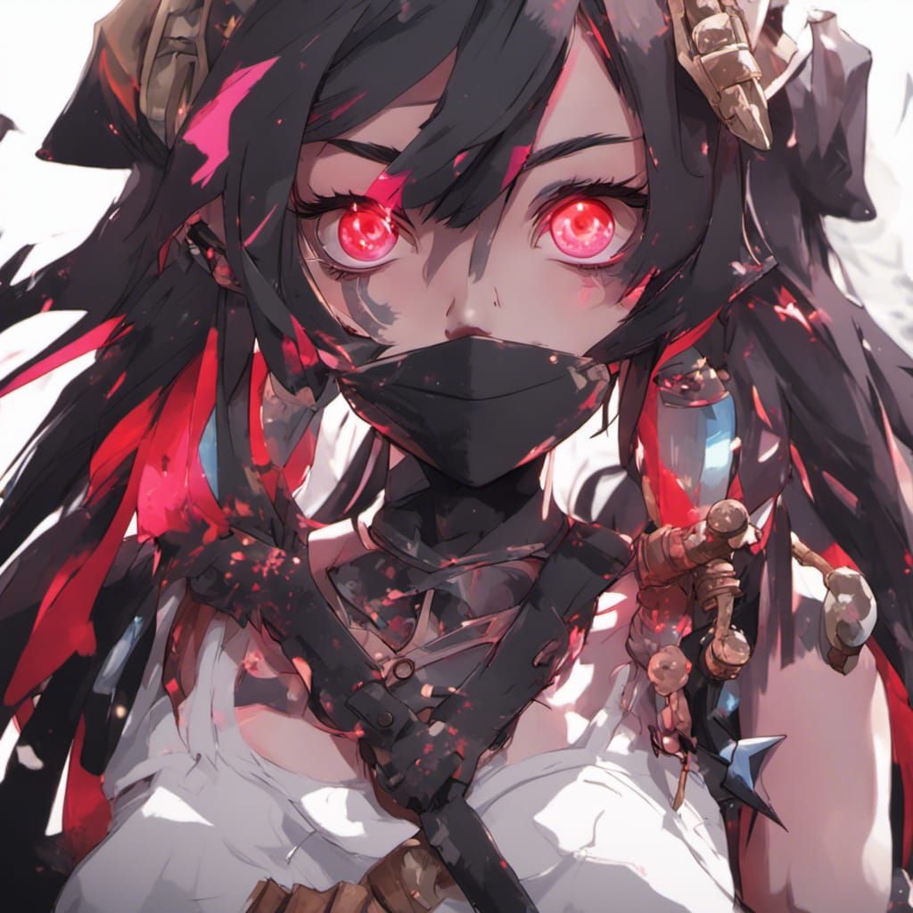 Menhera Girl in Yamikawa Punk Style with Crimson Eyes