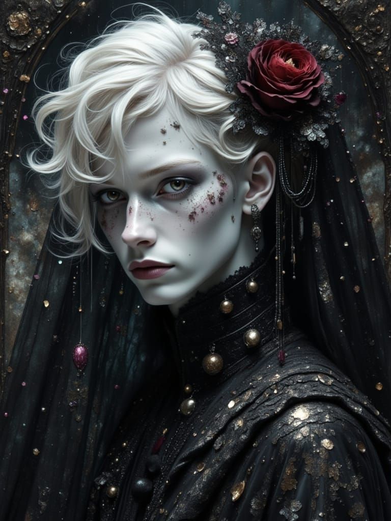 Gothic Fantasy Man in Gown as Renaissance Oil Painting