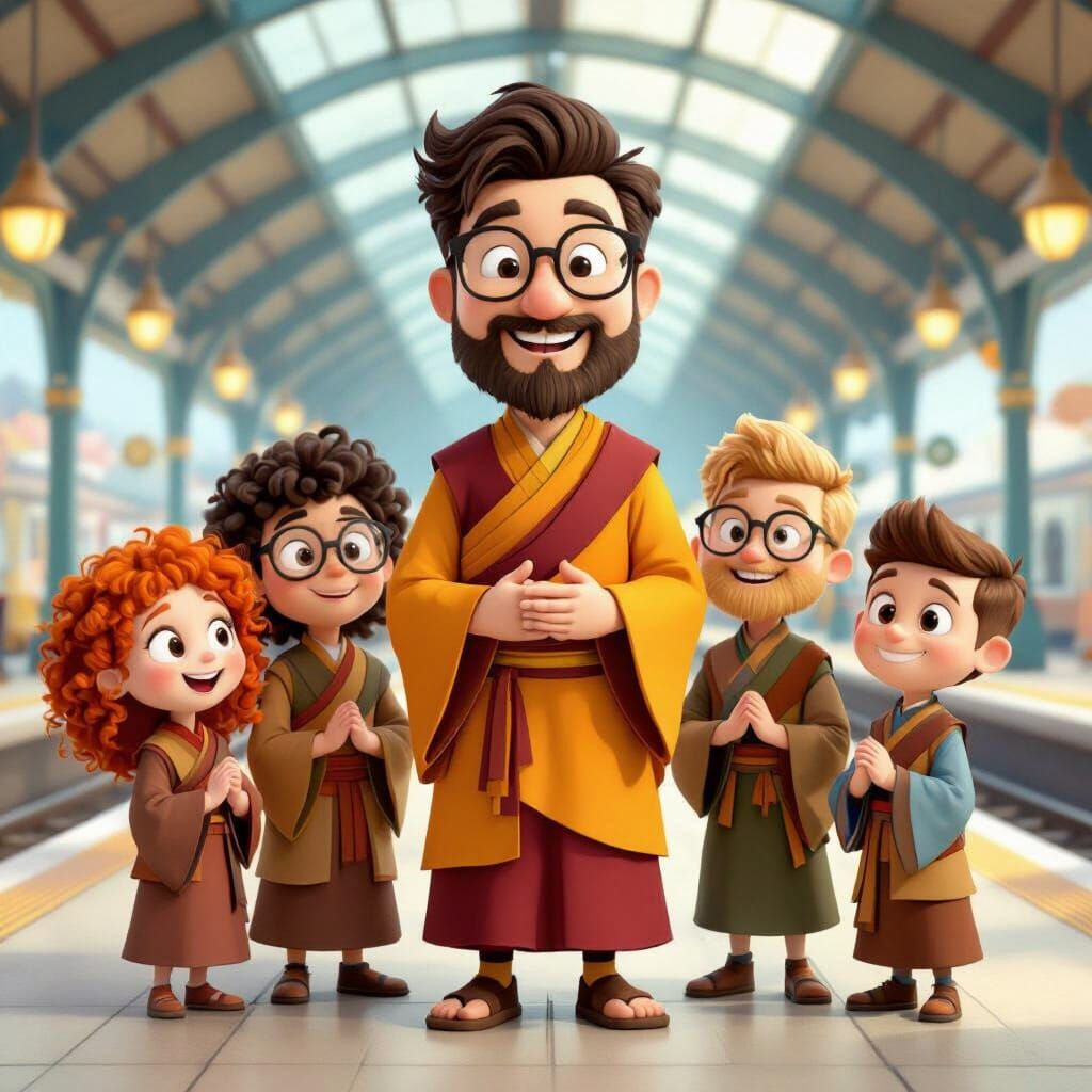 Humorous Product Manager as Dalai Lama: 3D Cartoon