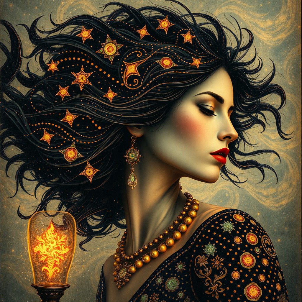 Vintage French Christmas Card in Van Gogh Style