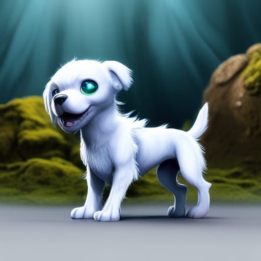 Ethereal Puppy in Detailed Matte Painting Style