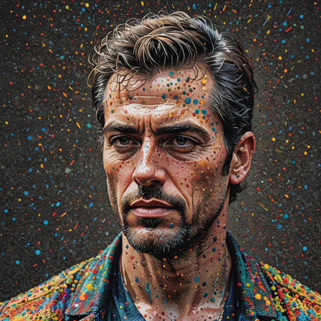 Stippled Portrait of a Man in Avant-Garde Style