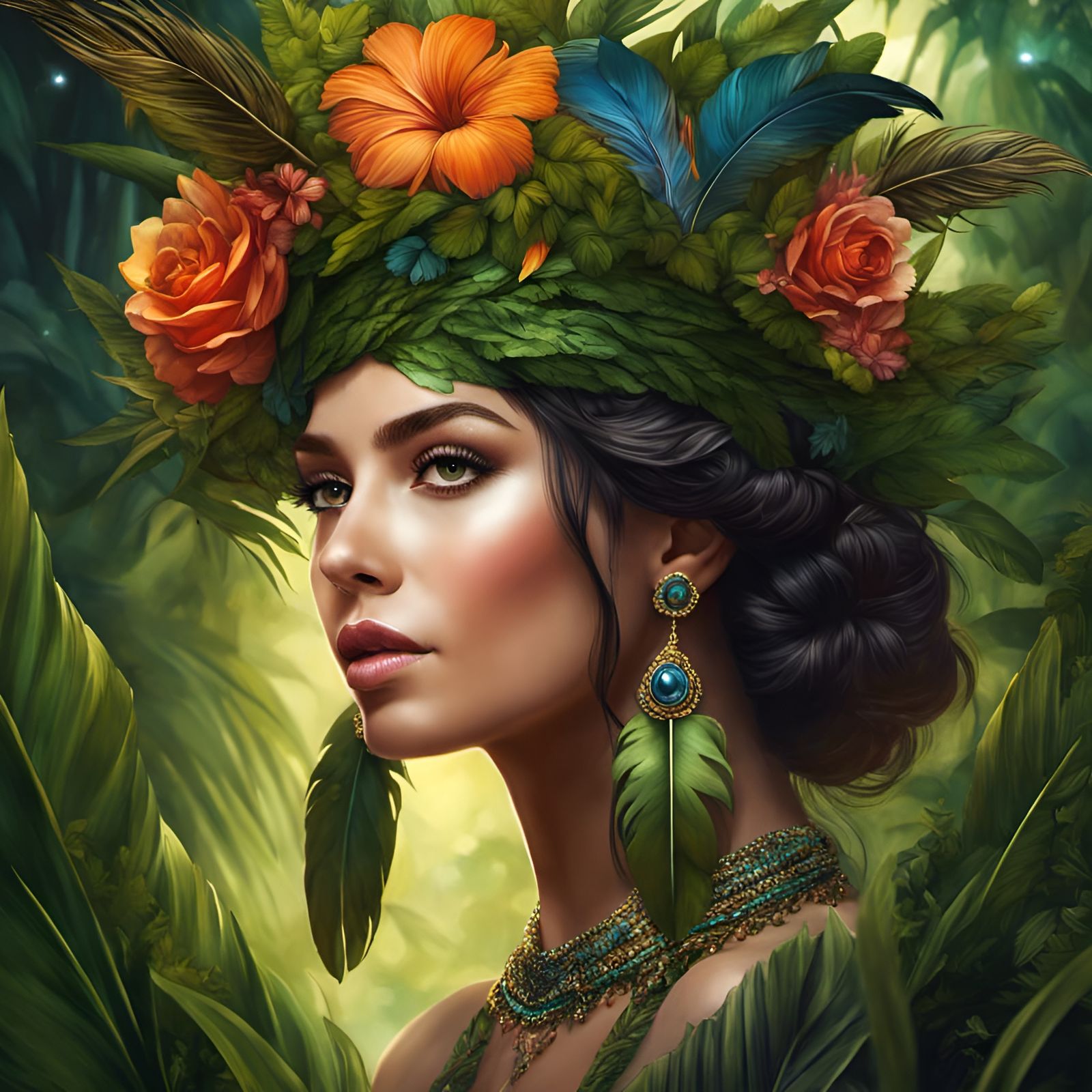 Beautiful Nature Goddess in Detailed Digital Art