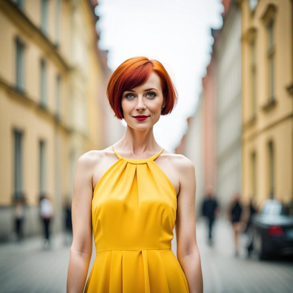 Woman in Yellow Dress in Warsaw: Professional Photography