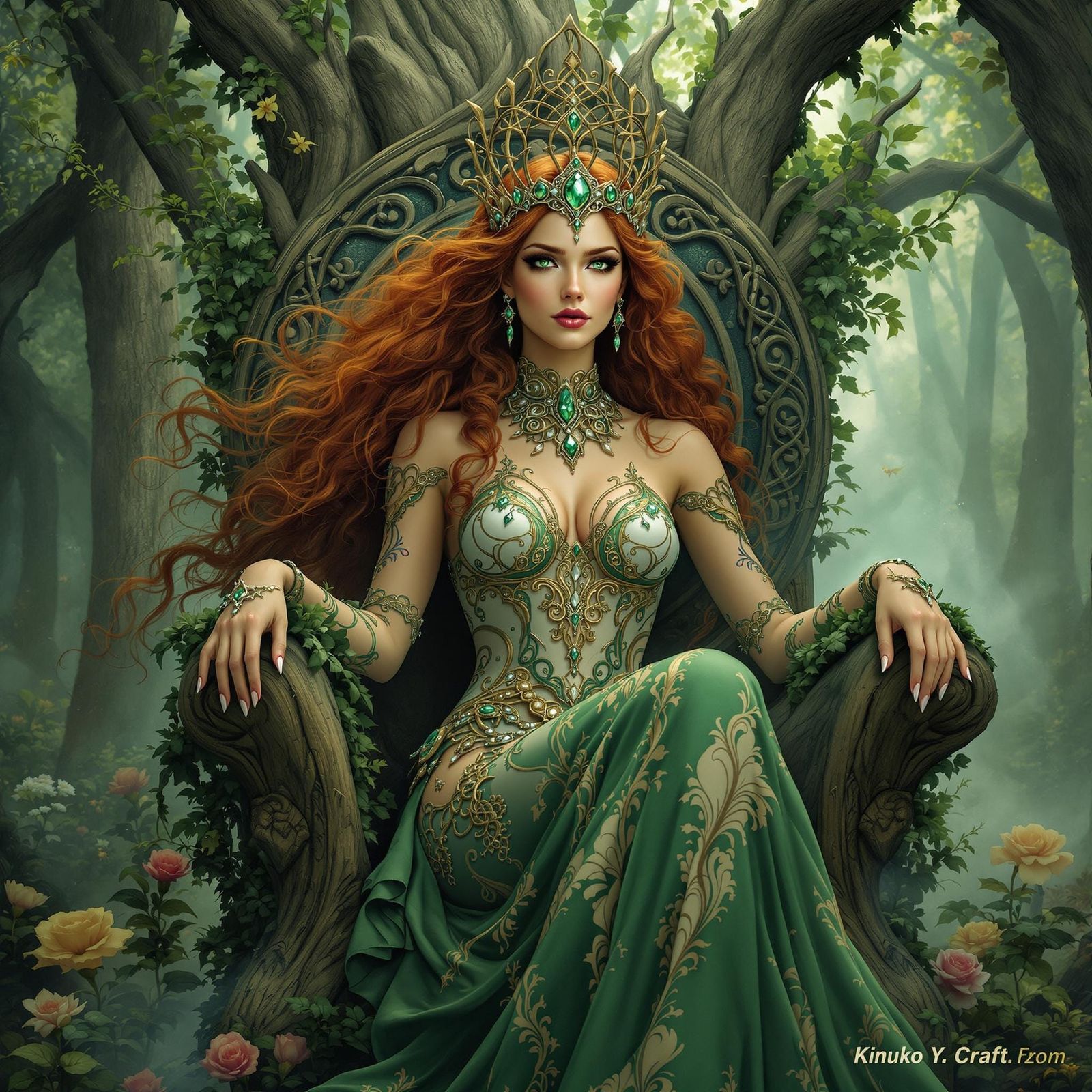 Whimsical Faerie Queen in Celtic-Inspired Fantasy Art