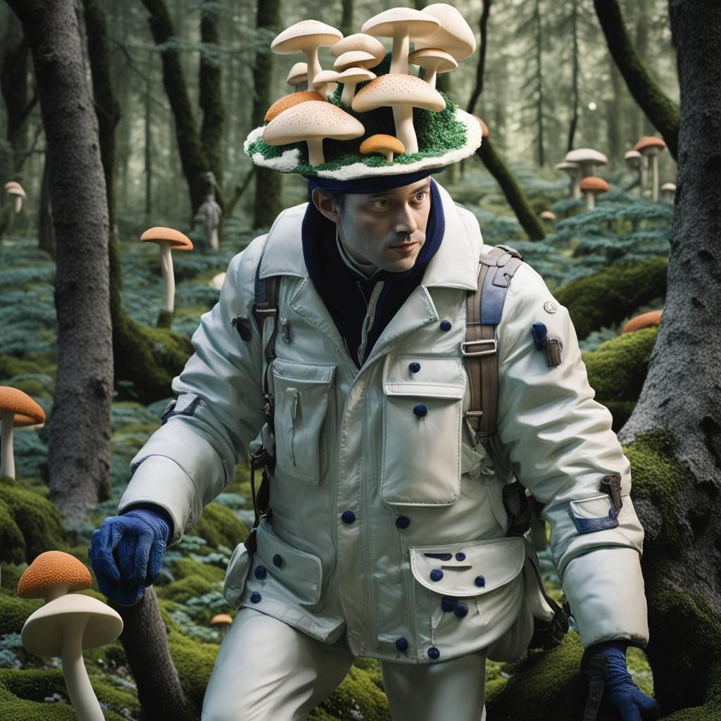 Indigo Mushrooms at Modern Art Museum, Sculpture Style