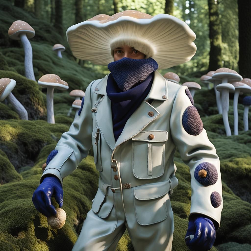 Surreal Mushroom Sculpture in Modern Art Museum
