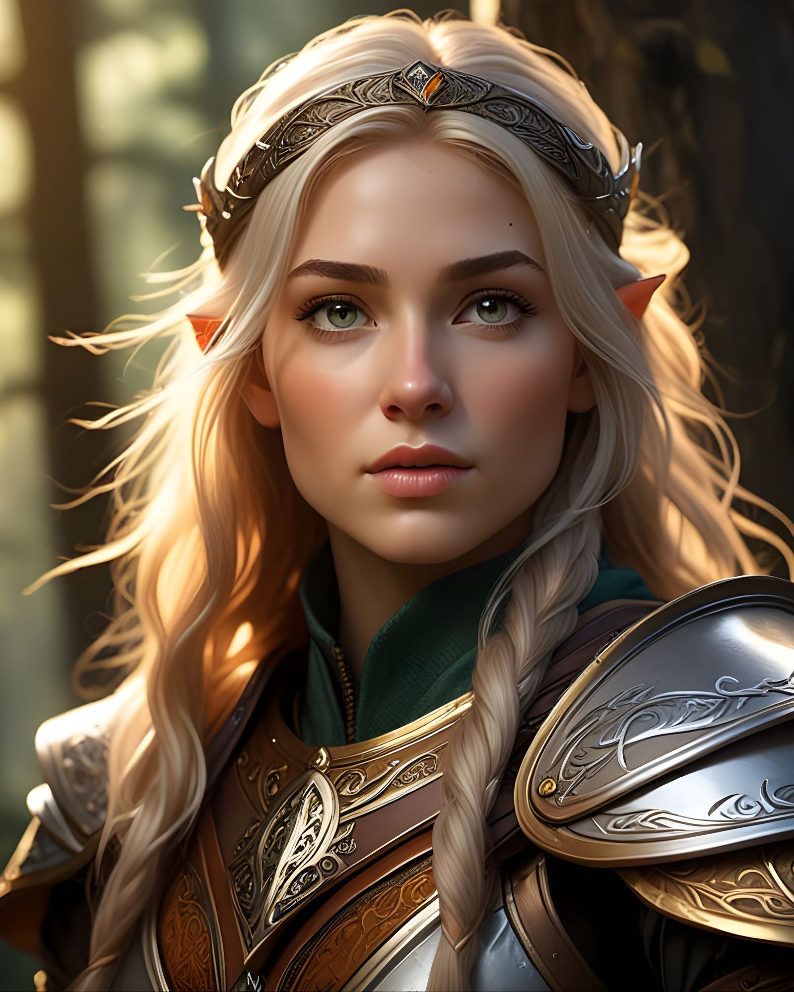 Ethereal Elven Ranger in Golden Hour Light