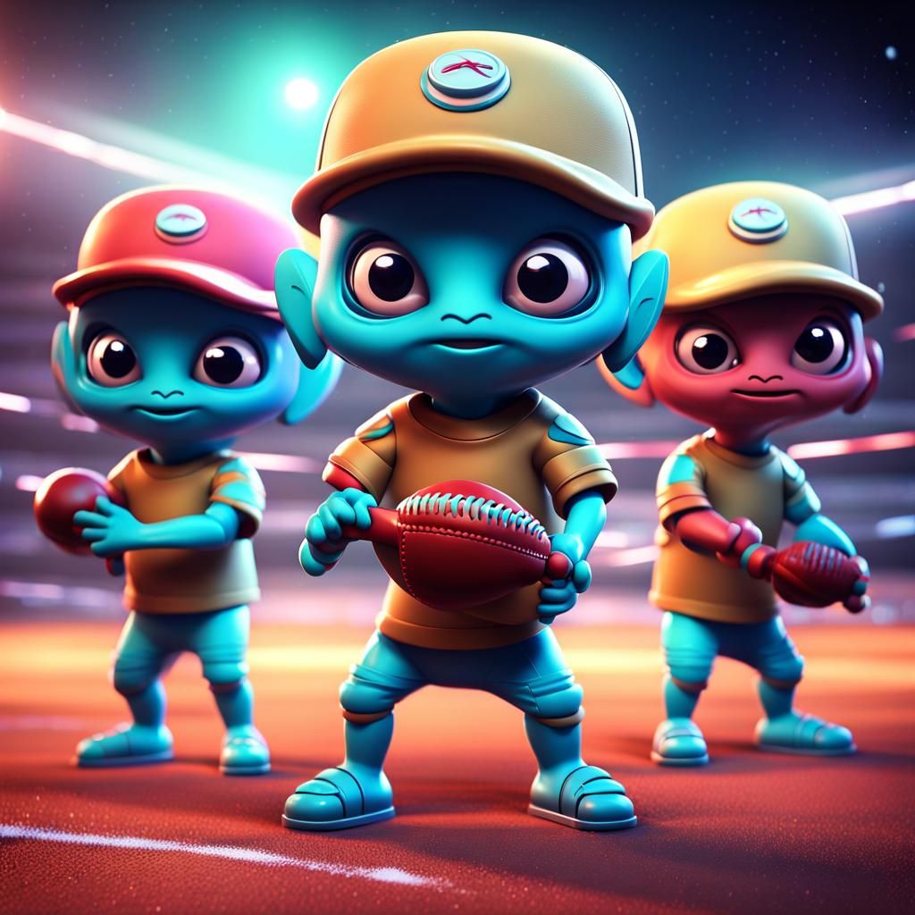 Futuristic Aliens Play Intergalactic Baseball Game in 3D